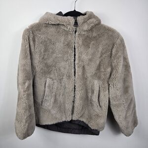 Zara Kids Taupe Teddy Hooded Fuzzy Jacket 11-12Y